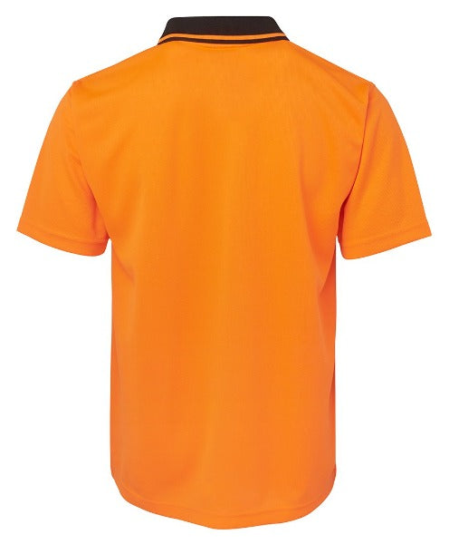 Award Safety JBs Hi Vis Polo Shirt Non Cuff Orange Black Back view