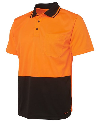 Award Safety JBs Hi Vis Polo Shirt Non Cuff Orange Black Side view
