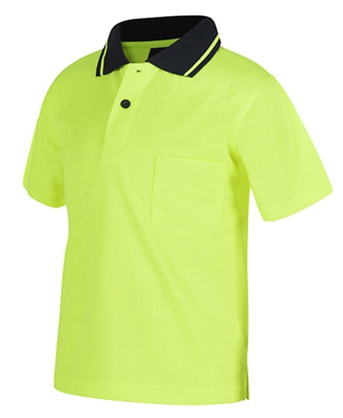 Award Safety JBs Kids Hi Vis Polo Shirt 6HVNC Lime Side View