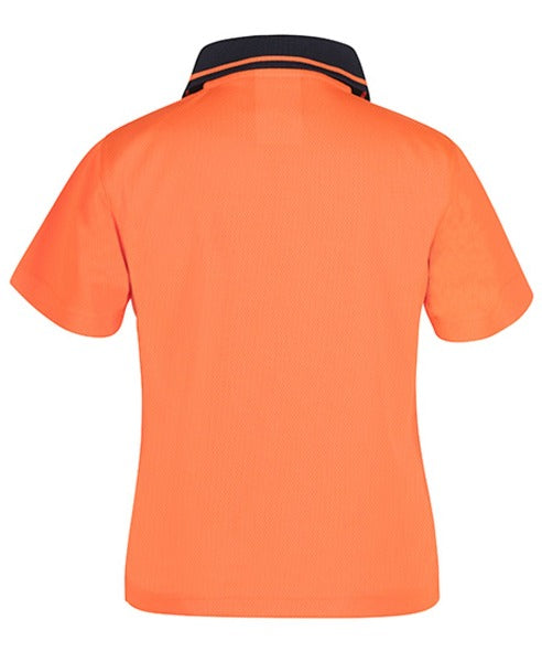 Award Safety JBs Kids Hi Vis Polo Shirt 6HVNC Orange Navy Back View