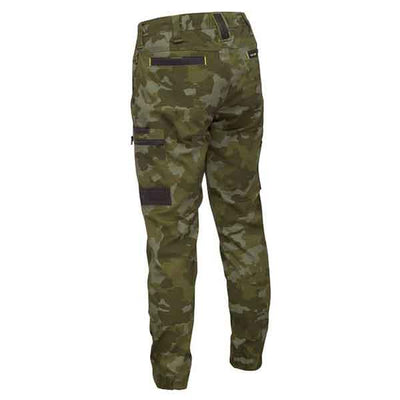 Award Safety Bisley FLX and Move Stretch Camo Cargo Pants BPC6337 Green Back