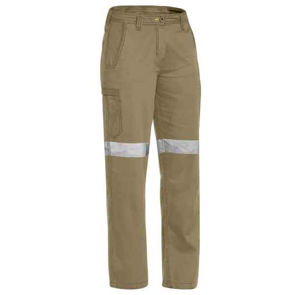Bisley Womens Pants 3M Taped Cool Vented Lightweight BPL6431T Khaki Front
