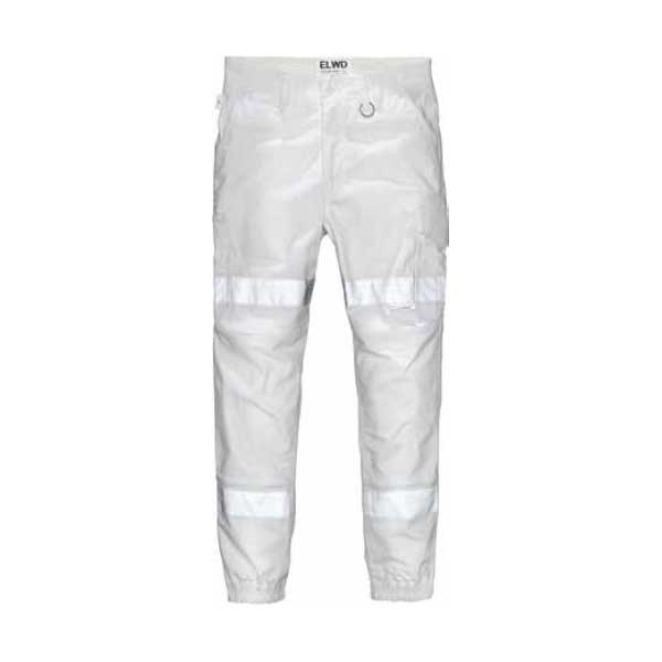 ELWD Workwear Mens Taped Cuffed Cargo Pants EWD107 White Front