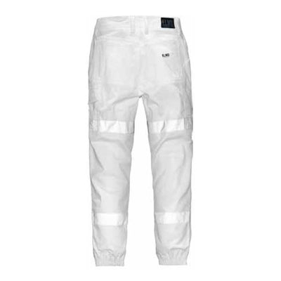ELWD Workwear Mens Taped Cuffed Cargo Pants EWD107 White Rear