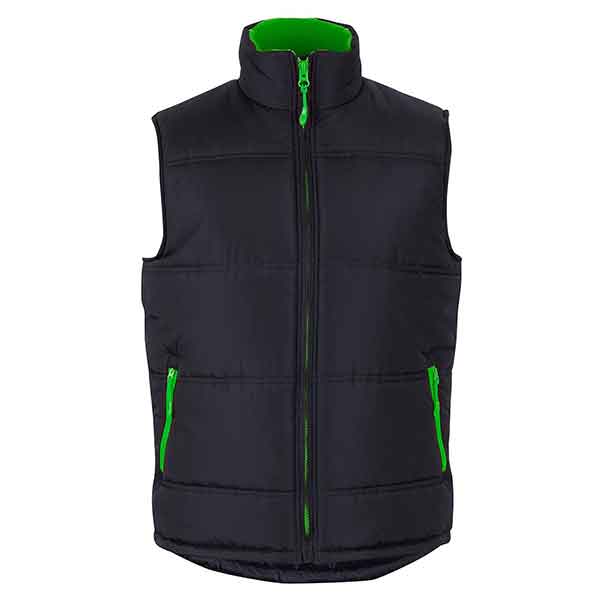JBs Wear Puffer Vest Contrast 3ACV Black Pea Green Front
