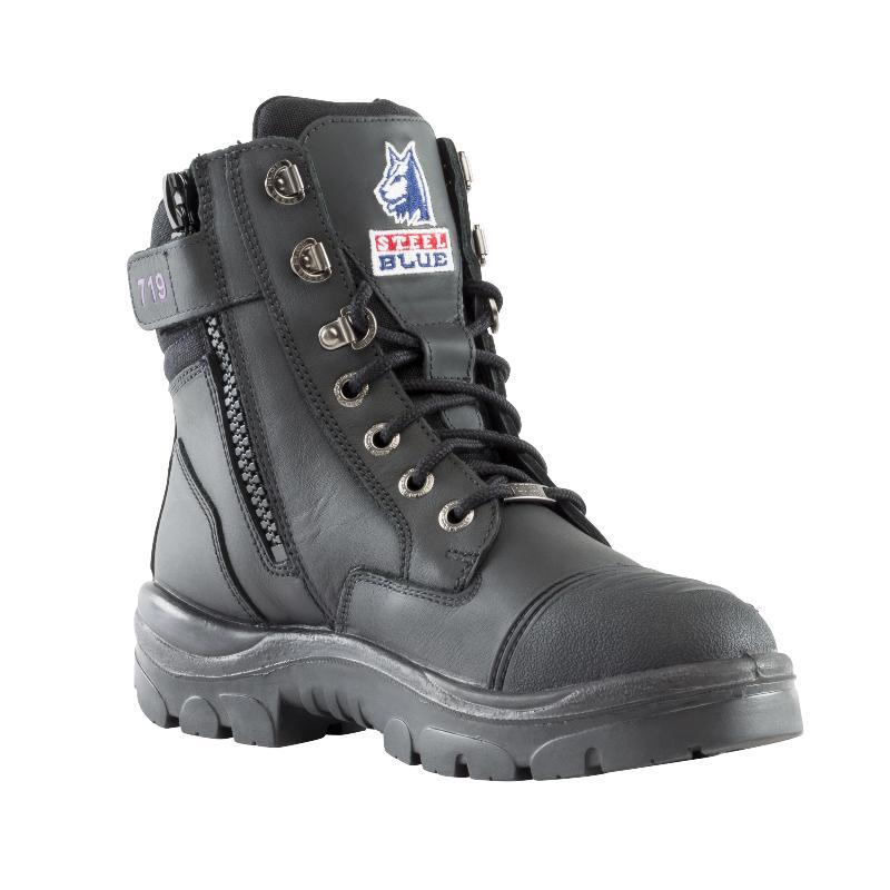 Steel Blue Southern Cross Ladies Steel Cap Zip Sided Scuff Cap Safety Work Boots AUS4/UK2 Womens Black