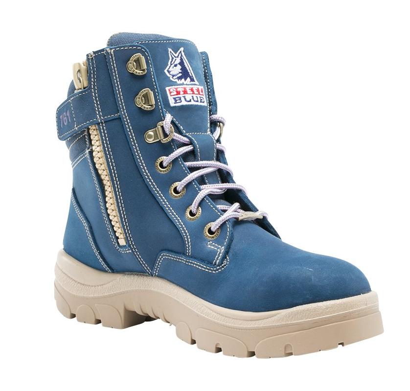 Footwear - Steel Blue Southern Cross Ladies Zip Sided Steel Cap Safety Work Boot