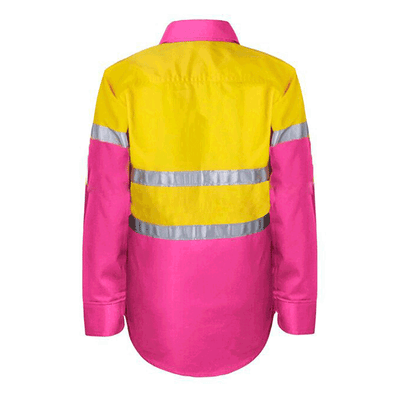 High Vis Clothing - Workcraft Kids Hi Vis Shirt Two Tone Long Sleeve With Tape