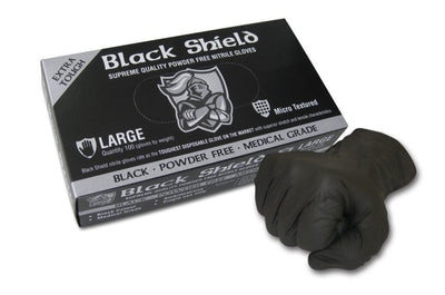 Black Shield Disposable Nitrile Gloves Extra Heavy Duty